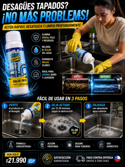 Potente limpiador de desagües