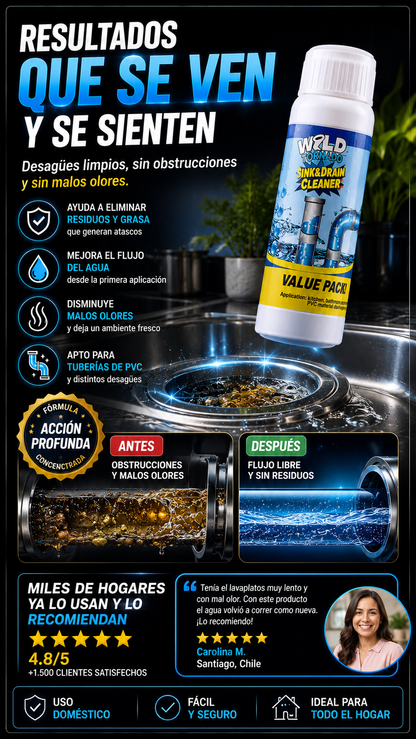 Potente limpiador de desagües
